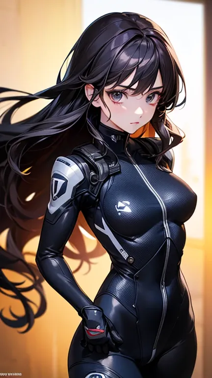 a cool anime 18 years old girl on special forces suit, beautiful detailed face, long wavy hair, perfect body ratio, adorable girl, 3:4 body looks, front view, look at the camera, perfect background, (best quality,4k,8k,highres,masterpiece:1.2),ultra-detail...