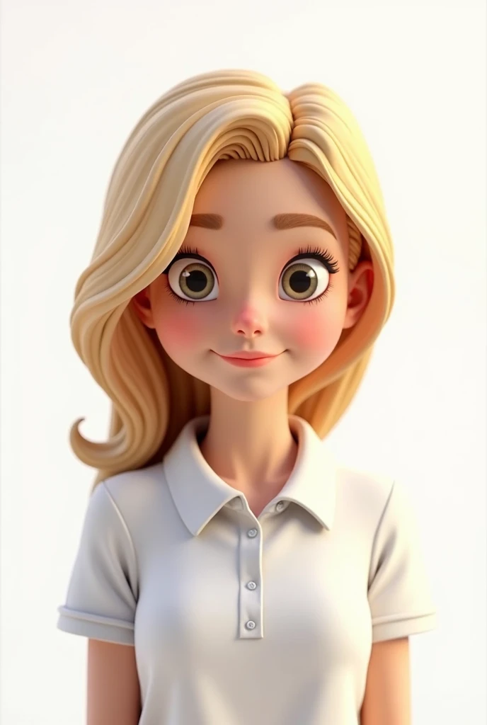 Cartoon characters of a young woman MEDIUM SKIN BLONDE HAIR and a White POLO shirt animation rendering style 3d stylized, Arnold Maya Render, Stylized 3d Render, , 3D Character, 3D Character, Stylized 3D Render, 3D Character Render, Cartoon Character, Clos...