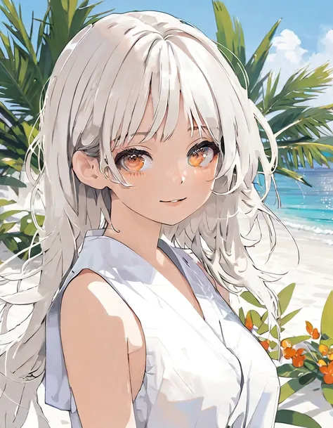 (Masterpiece, top quality, high quality, detailed drawing, beautiful eyes, beautiful hair, expressive eyes, perfect face, perfect human body structure),
Summer, in front of a beach house,
Short cut, slightly curly hair, high twin tails up both sides, black...