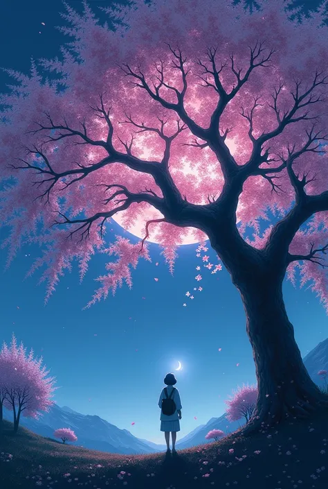 Under the cherry blossoms at night