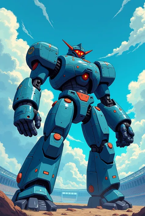 hand-drawn anime style , with dark strokes , Nausicaä Ghibli style, 80s-manga style , high tech , cyborg battle beast , High-tech, in a giany pentagon stadium battle, giant ultimate. Colors: deep navy blue , vibrant aqua , bright azure blue , pale aqua .
