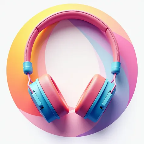  colors. Creates a circular design and includes large headphones that give the design a clean and modern look. The design should have a fish eye effect , combined with pastel shades of pink , blue, fuchsia, yellow and orange,  that blend perfectly with the...