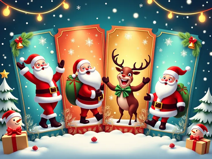 four-part Christmas flyer tickets with background