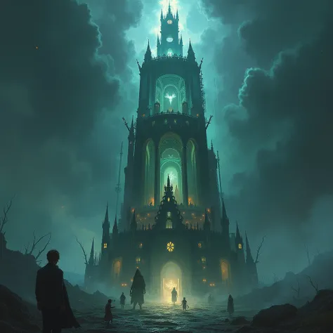 Arcane tower from the horror themed RPG of the past with 40 floors. I want data with life inside this tower ,  and for it to be transparent to show them inside 