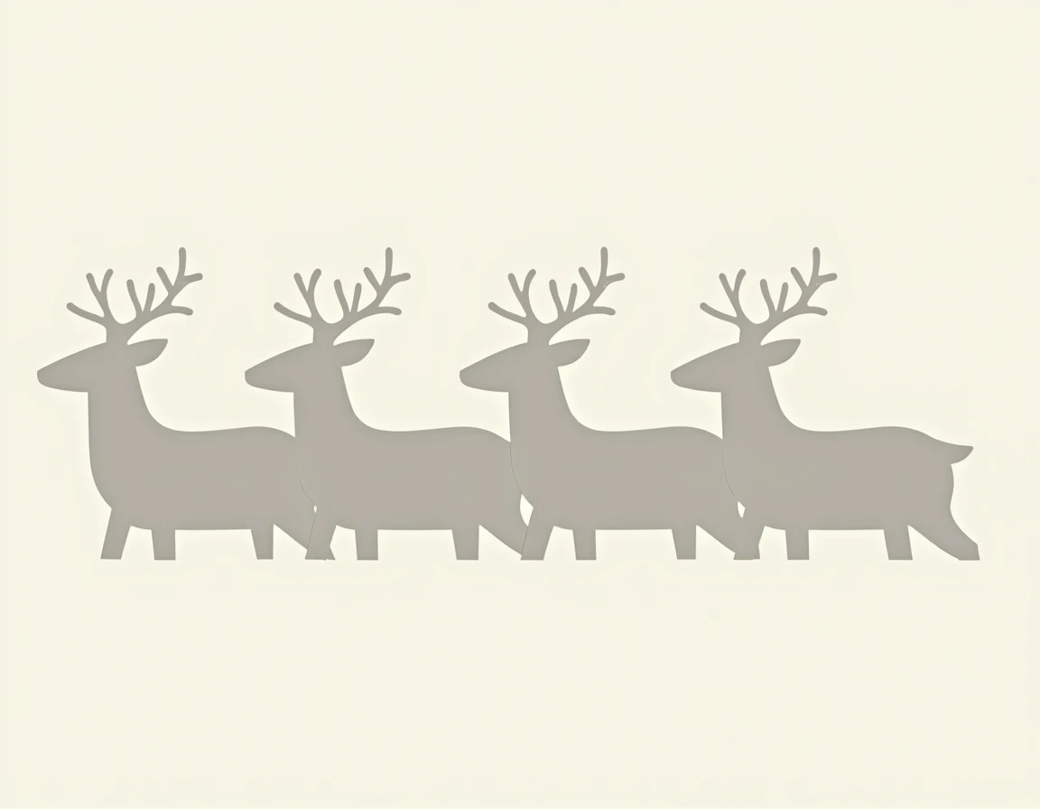  reindeer in line concept,  with vectors , Silhouette of the face 