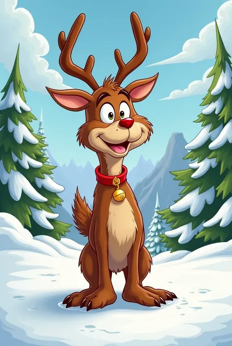 Max the dog that appears in the Grinch cartoon
 cartoon with Rudolf costume

