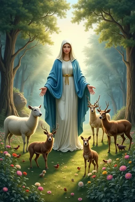 Our Lady of Fatima in the midst of the animals 