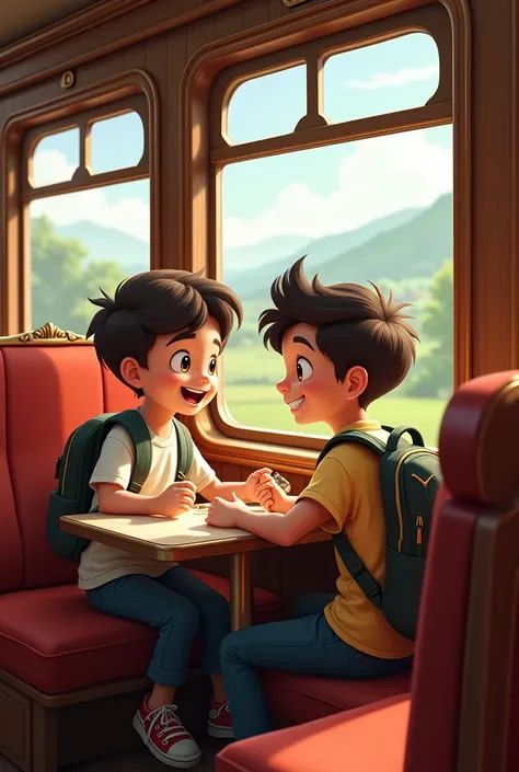 Boys together on a train