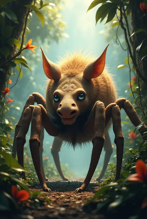 Spider fused with tapir in a rainforest