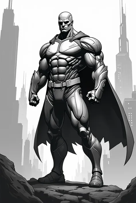 Vector art superhero outline black and white futuristic
