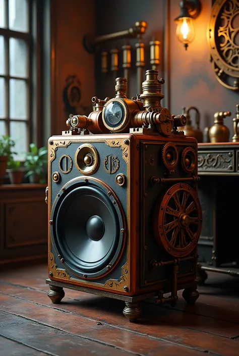 A steampunk style front subwoofer