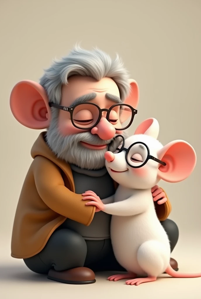   Creates an image of a little white mouse with glasses with his friend, Carles Puigdemont ,  president of Catalonia , juntos, hugged.