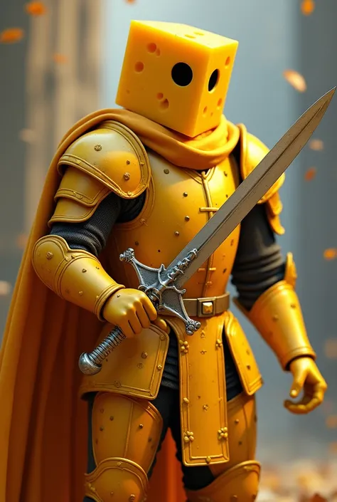 Cheese man in a knight with Cheese Sword