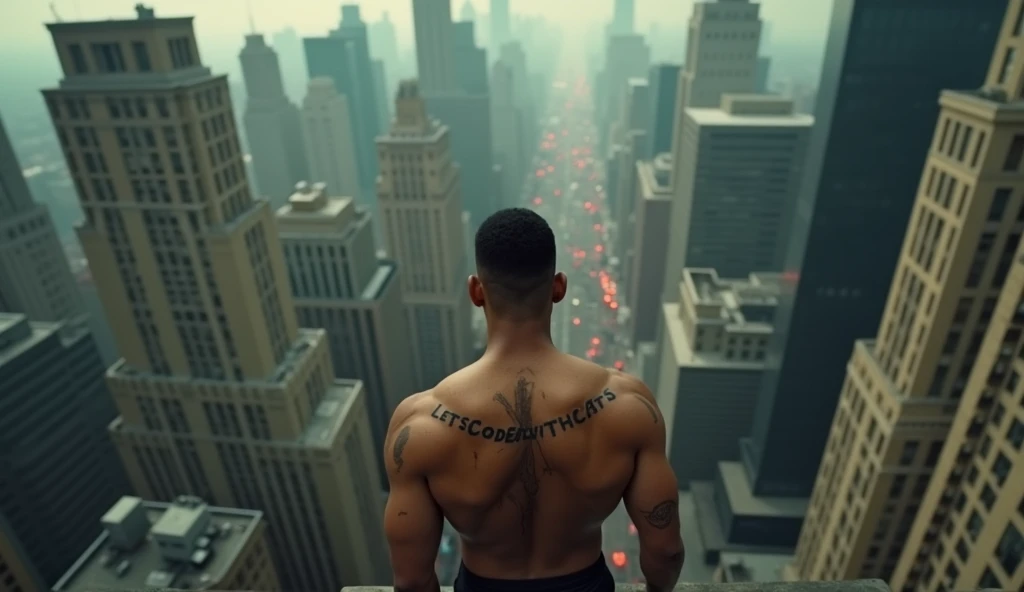 High Angle Shot

Raw photo, 8K, masterpiece, ultra sharp focus, intricate detailed,

Will Smith standing on top of the tall building while watching the infected zombies, muscled chest tattoo LetsCodewithCats small letters, 

cinematic, Birds Eye View of a ...