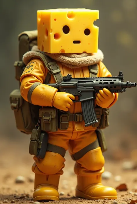 Cheese man as a soldier with Cheese gun