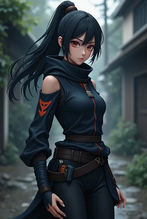 14-year-old anime ninja teenage girl inspired by the well-dressed Naruto women with weapons in her leg pocket