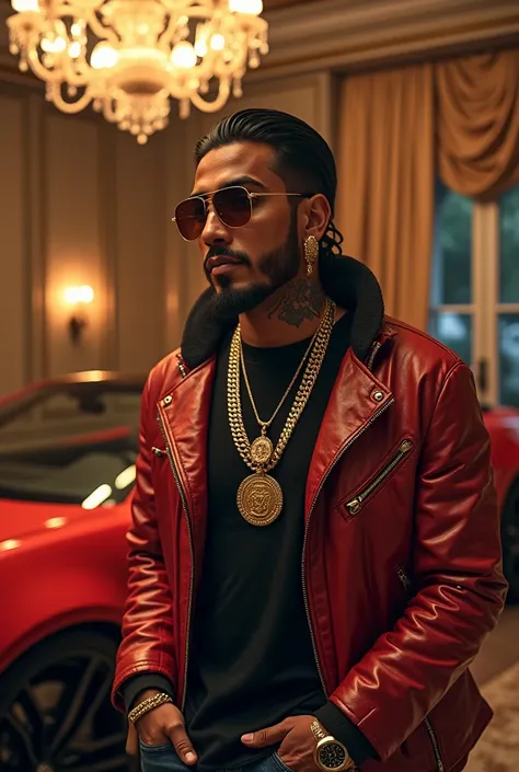 American rapper,  with Latin features , with a lot of money 