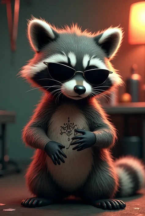 You can generate an image of a Racoon or Racoon with dark glasses tattooing
