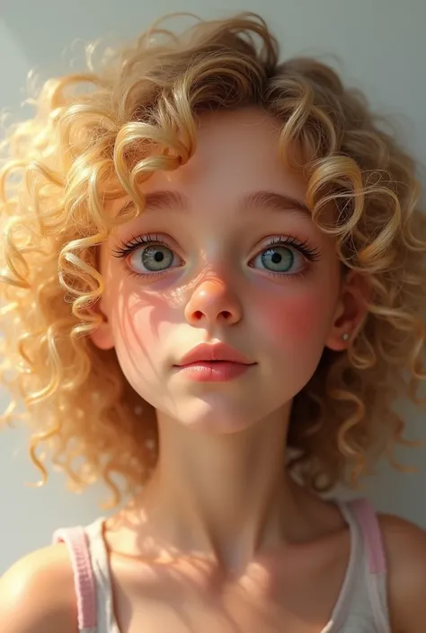 Create a 17-year-old with curly blonde hair 