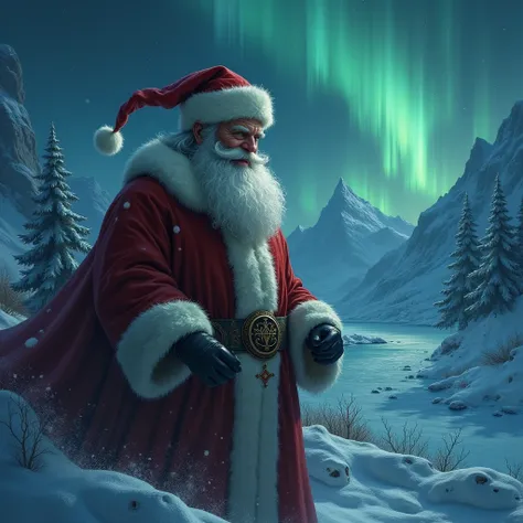 7. Create a poem or song where Santa’s jolly façade hides a darker, ancient truth about his existence.