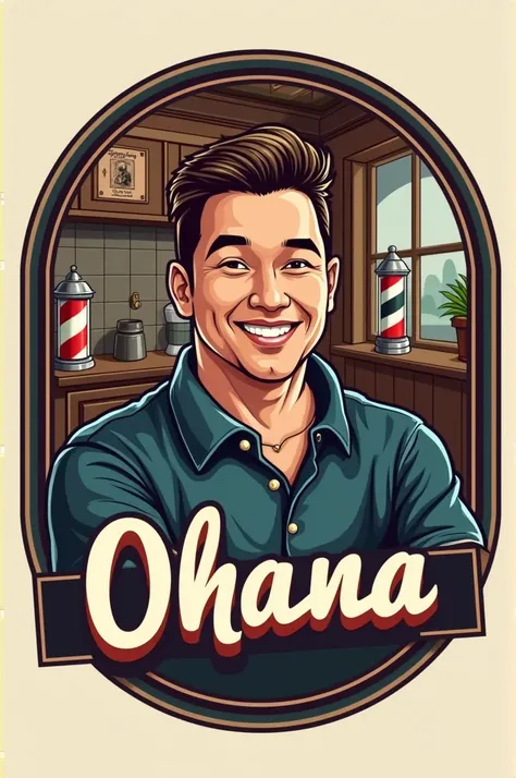 Logo for barbershop with the name Ohana 