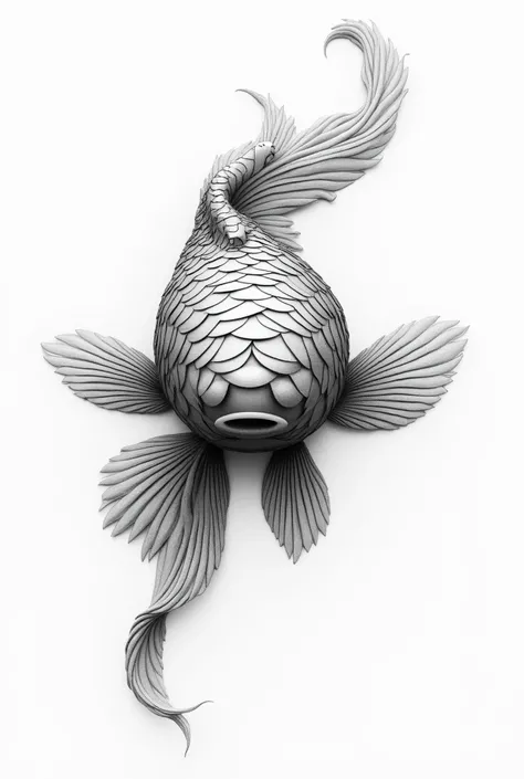 Create a black and white scale carp from semicolons