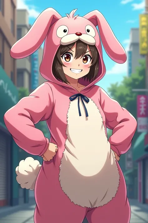 Bakugos mom from My Hero Academia wearing a bunny costume 