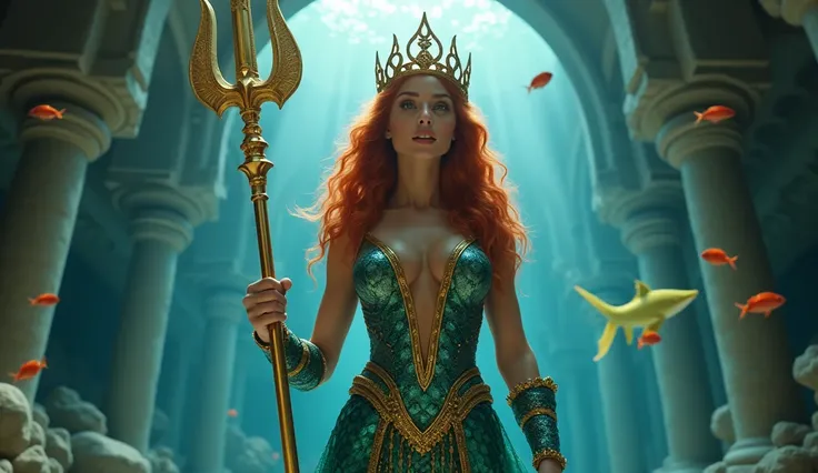 Film still, highly realistic detailed. Super realistic a Majestic Atlantean very very beautiful and sexiest queen with best big eyes and best white sexiest big breast, gracefully stands tall with a regal posture, smile very attractive and sensual, flutteri...