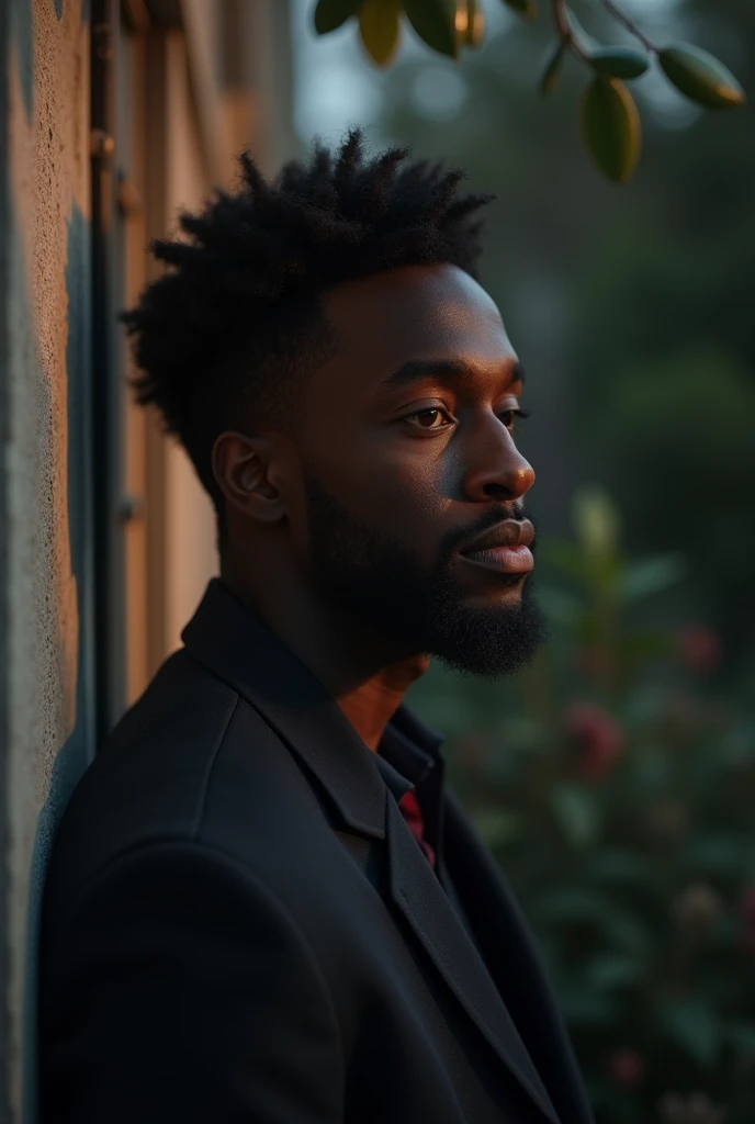 Create an image of black man who is focused in the evening 