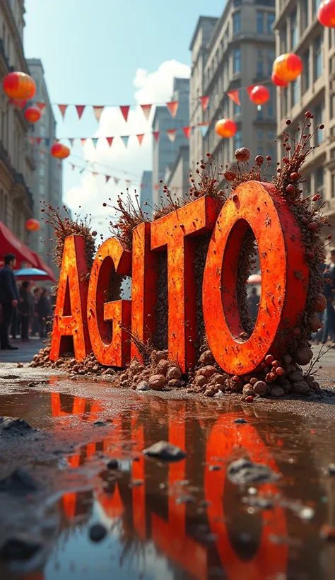 Name "Agito Explosion "  graffiti written on the parade, With dynamite 