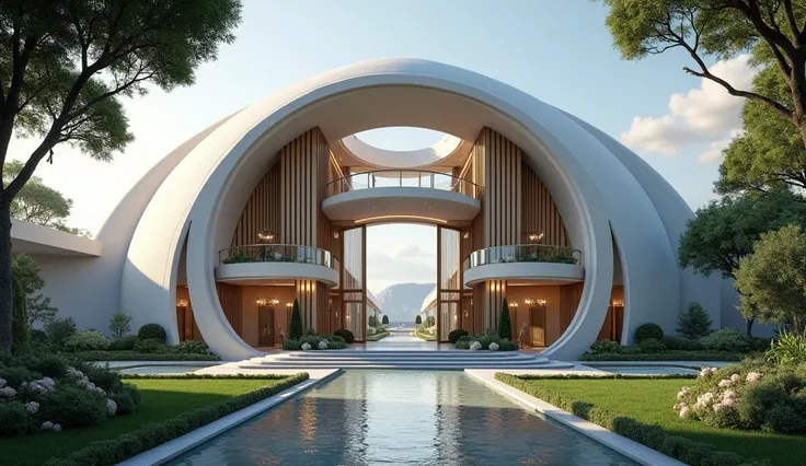 A modern, elegant, round-shaped palace is more than wonderful and as if it were fictional 