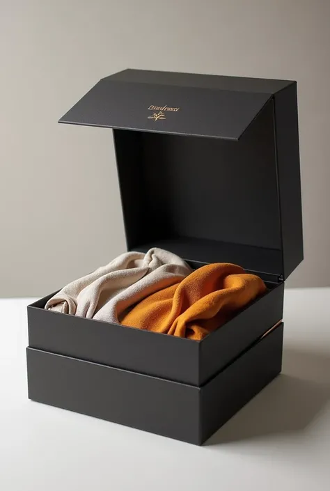 "Create an elegant and sophisticated folding magnetic rigid box for shawls design with premium materials,