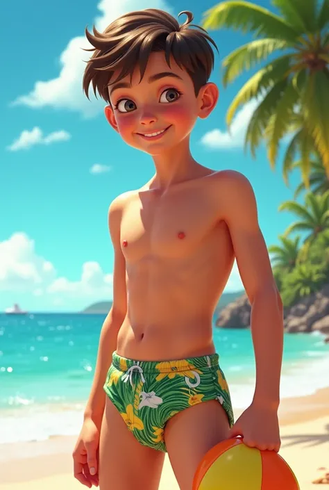 A boy wearing a bikini 