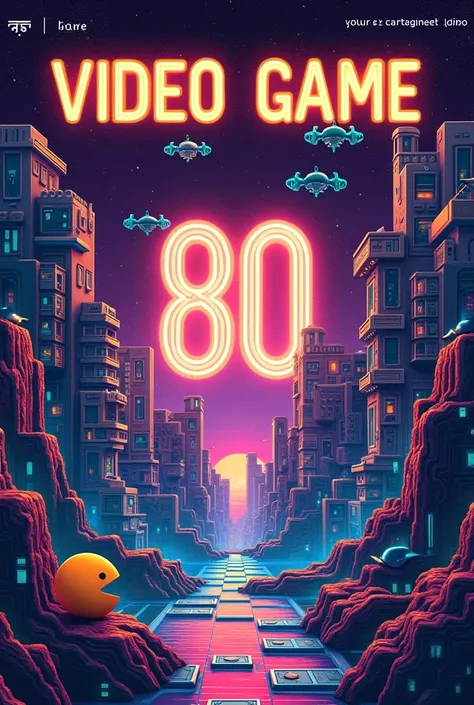  A magazine cover featuring the top three video games of the 80s (Galaga , pac man et ghostsn goblins) avec comme titre VIDEO GAME 80