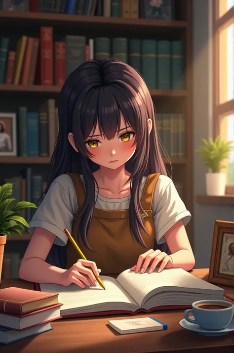 Images of a  girl studying English