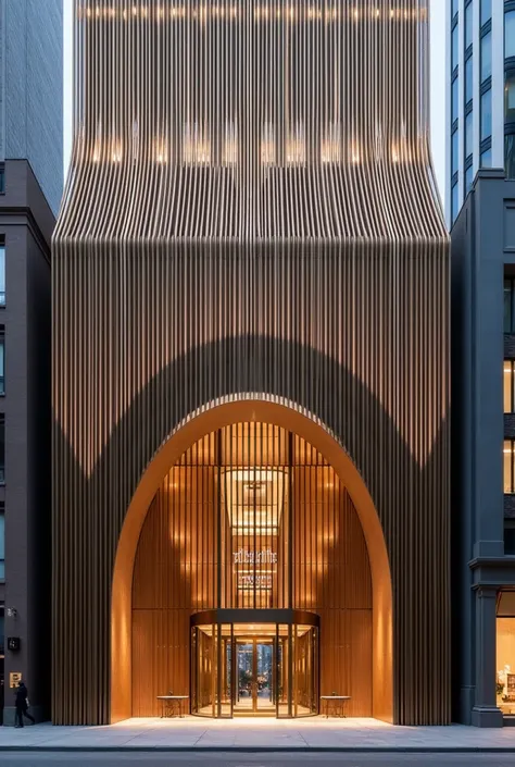 luxurious facade with slatted panel details