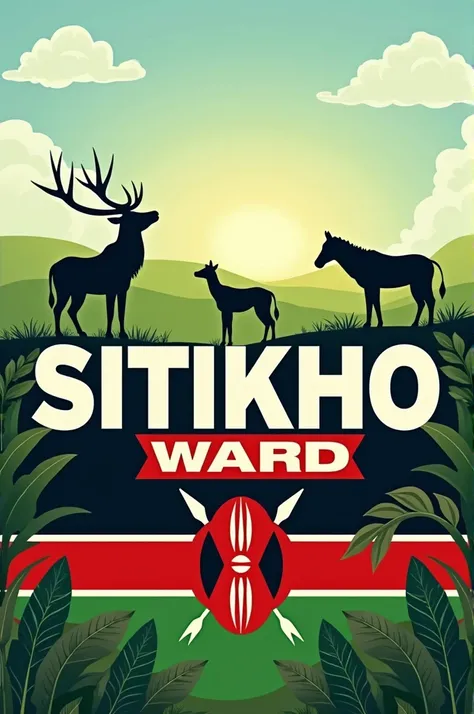 Create a creative design for the word "SITIKHO WARD" using Kenyan flag colours 