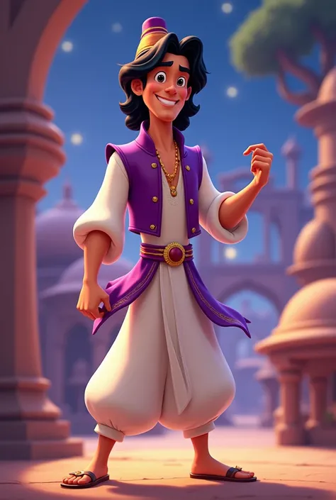 An animation man wear disney prince aladdins dress