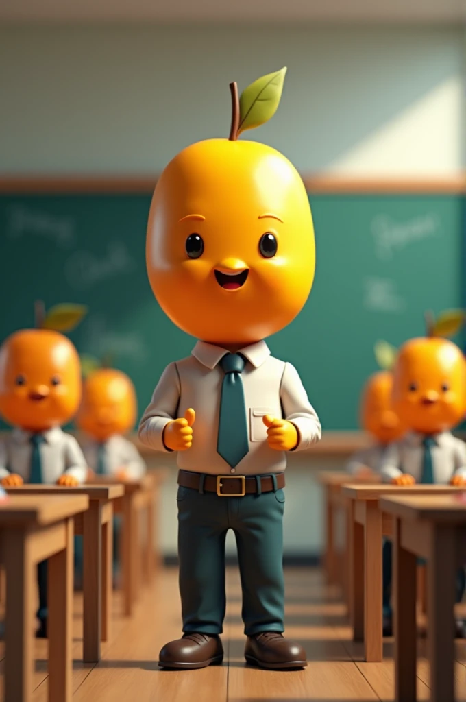 3D image of a mango teacher in a school 