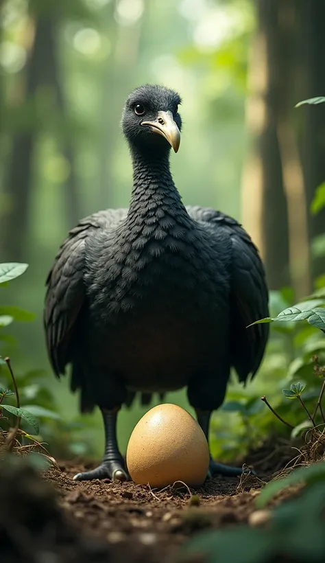 A dodo with an egg down