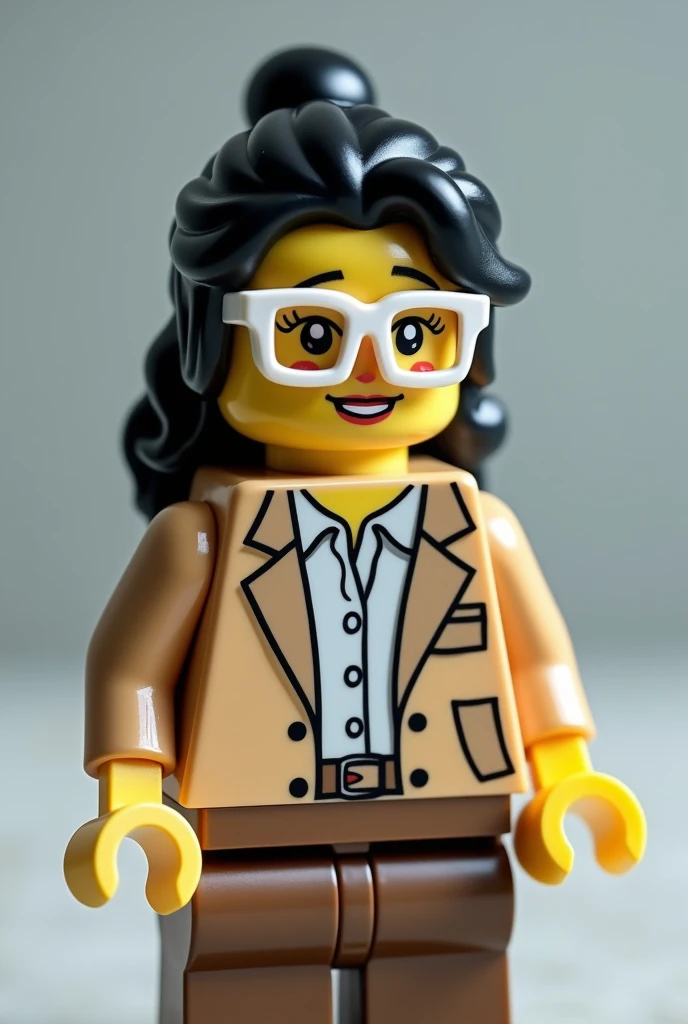 Generating a Lego from a Young Woman Psychologist  , Half-tied black hair , chubby, white glasses