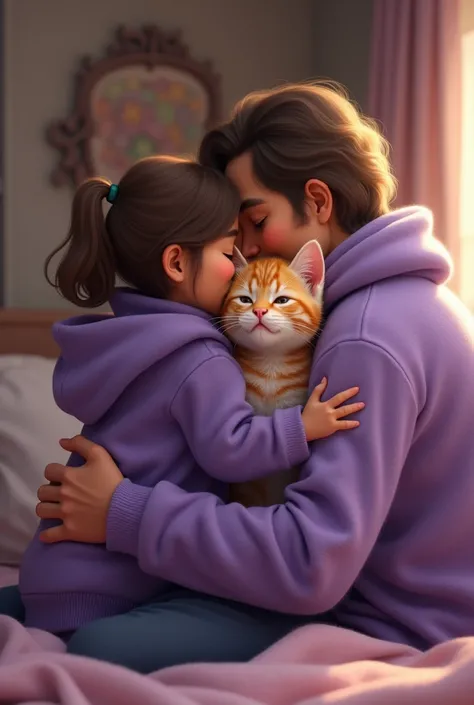  A Promise to Be Careful

The  The lite golden little kitten wearing purple hoodie, still weak, apologizes for being careless. The mother and father wearing purple hug it tightly, promising to always protect each other. They share a heartfelt moment, vowin...