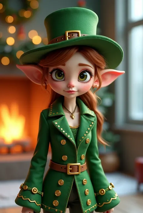 Christmas leprechaun feminino ,  full body, 3d realism 
