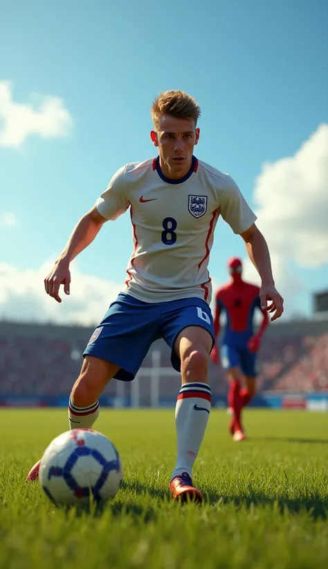 Play Jude Bellingham English soccer player on an open field in front of Spider-Man