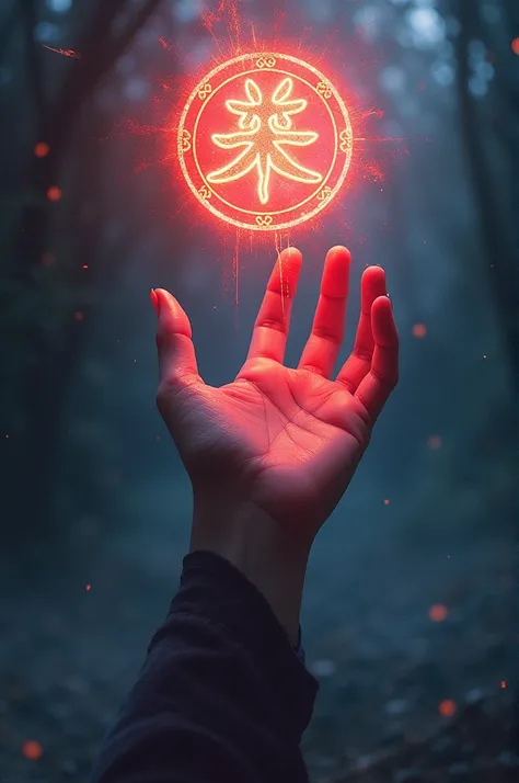 An image of saturated Goyo with only his hand holding the symbol