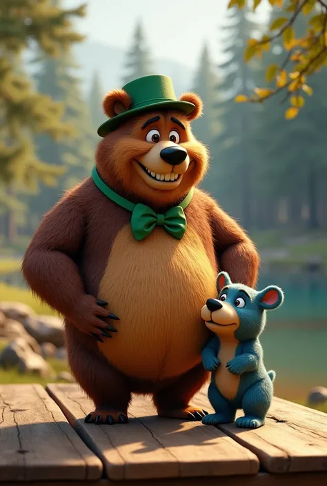 Ultra realistic, UHD, Yogi the bear, along side his sidekick “Boo Boo”
