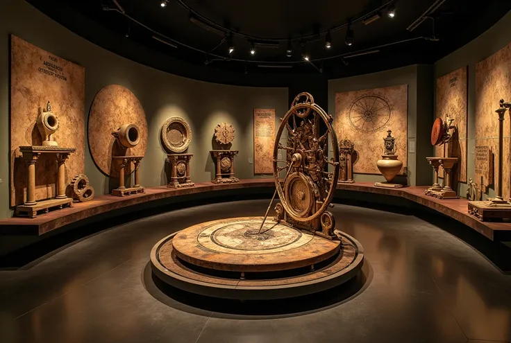  Here are watermills ,  ancient astrolabes and tools .
Exhibits show ,  how people used nature to create useful mechanisms.
