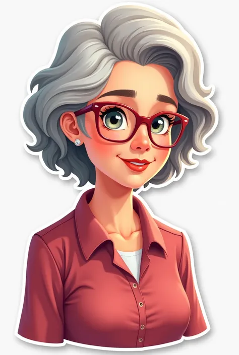 Create a female gender character,  that is pleasant and that connects with people ,  who is approximately 60 years old ,  everything related to the insurance area . That can be used as a sticker, greeting