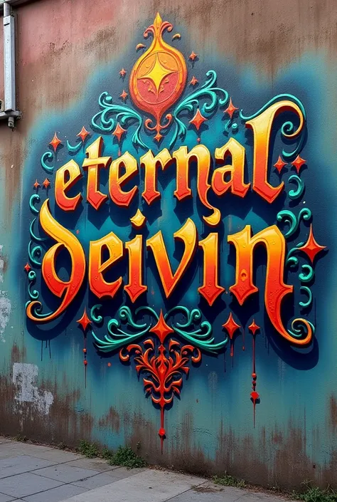 Eternal Deivin written on a graffiti wall
