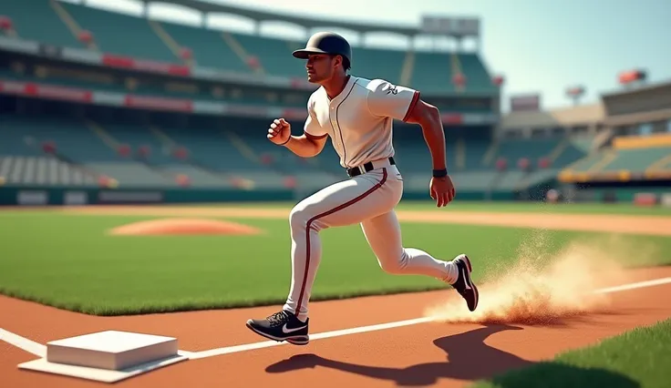 Baseball player running the bases